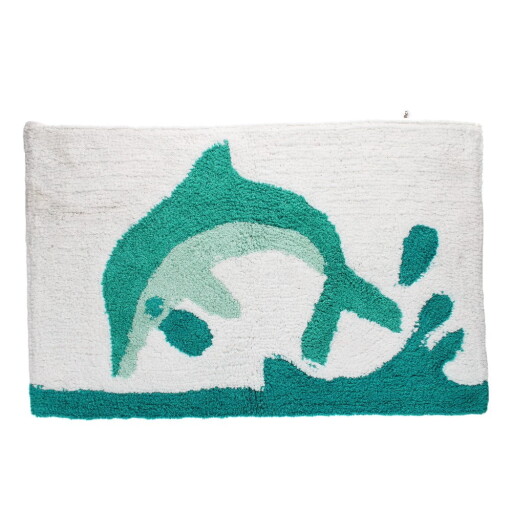 Covoraș de baie alb-turcoaz 50x80 cm Dolphin – Rex London