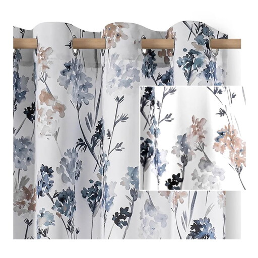 Draperie albă/albastru-deschis dimout (semi-opacă) 135x250 cm Solkone – Restilo