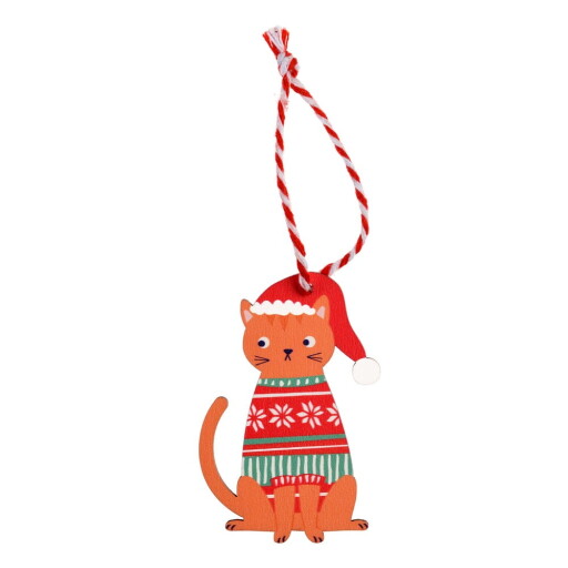 Ornament de Crăciun din lemn 5 cm Ginger Cat – Rex London