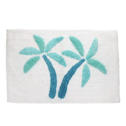 Covoraș de baie alb-albastru 50x80 cm Palm Trees – Rex London