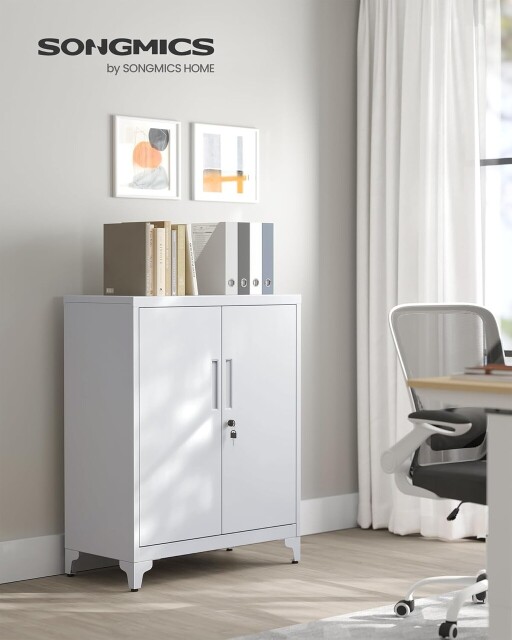 Dulap metalic pentru birou, Songmics, 80x40x90 cm, otel, gri mat