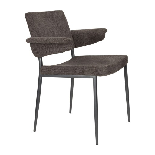 Scaun de dining gri închis cu cotiere Portland – Dutchbone