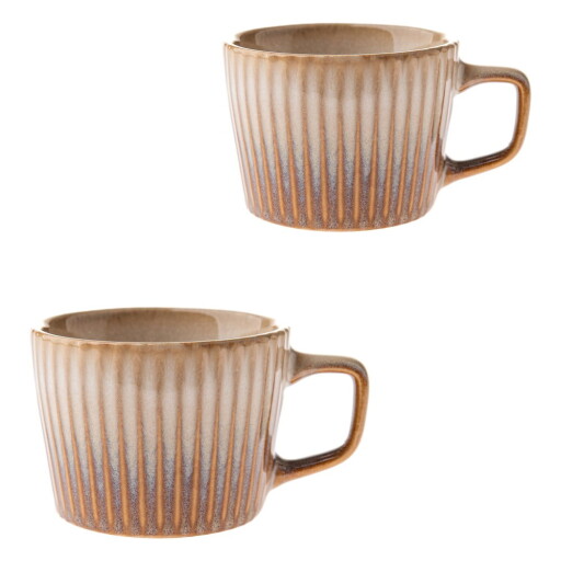 Căni bej 2 buc. pentru cappuccino din gresie 190 ml Tone – Dakls