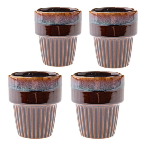 Cești maro 4 buc. pentru espresso din gresie 100 ml Tone – Dakls