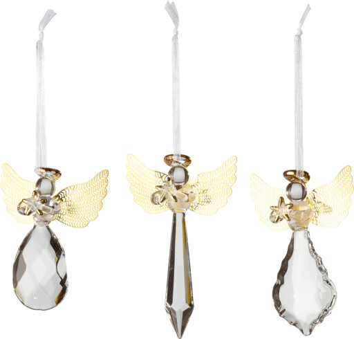 Set 3 decoratiuni brad Villeroy & Boch Winter Collage Accessoires Glass Angel Gold 21x11 5cm