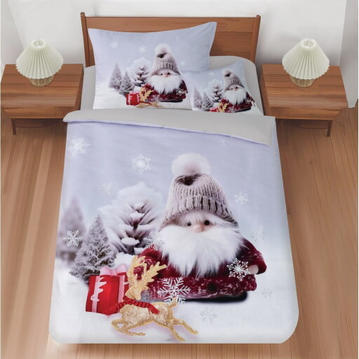 Lenjerie de pat pentru pat de o persoană cu 3 piese 140x200 cm Snowy Elf – My House