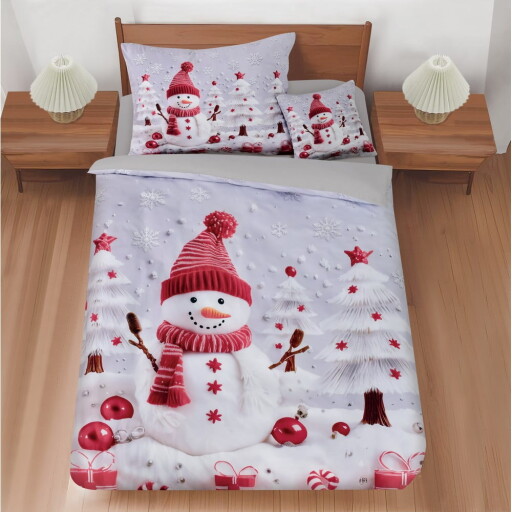 Lenjerie de pat pentru pat de o persoană cu 3 piese 140x200 cm Snowman – My House