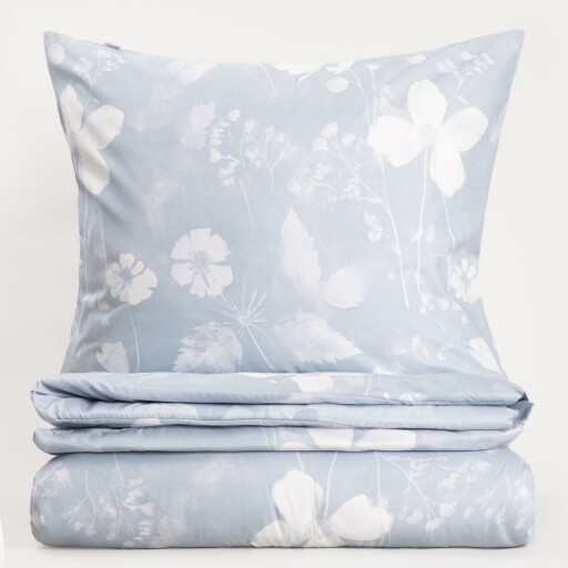 Lenjerie de pat King Size, Blossom, Homla, 3 piese, 200x220 cm, microfibra din poliester, albastru/alb