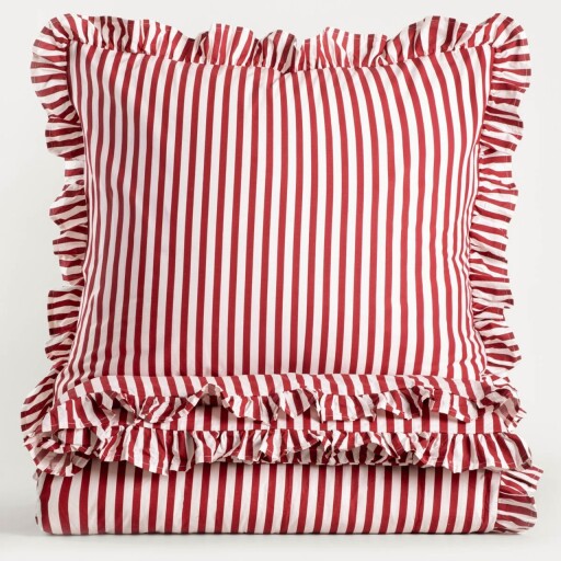 Lenjerie de pat dubla Trudy, Homla, 3 piese, 160x200 cm, bumbac, rosu/alb