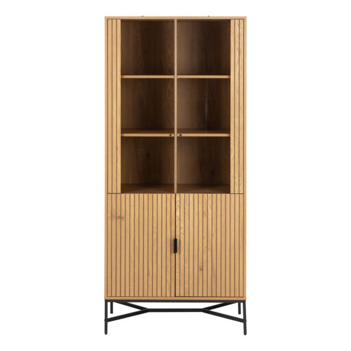 Vitrină în culoare naturală cu aspect de lemn de stejar 80x180x40 cm Jaipur – Actona