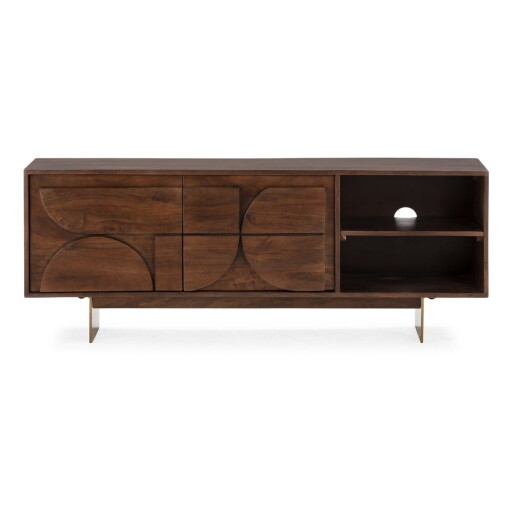 Comodă TV maro din lemn de mango 145x55x40 cm Trisha – MOME