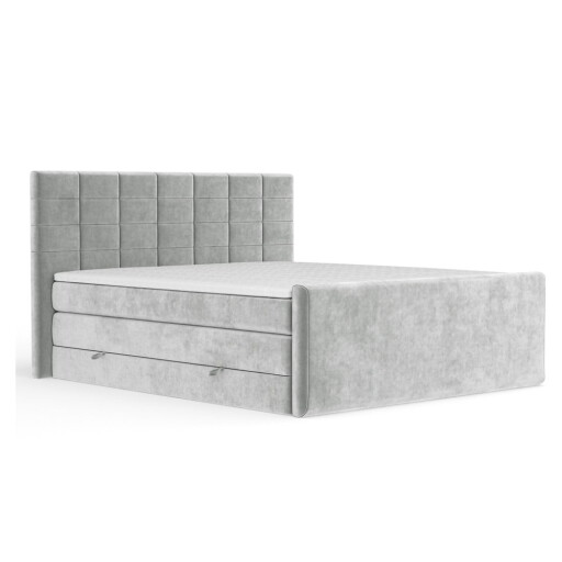 Pat boxspring gri deschis cu spațiu de depozitare 180x200 cm Ava – Maison de Rêve