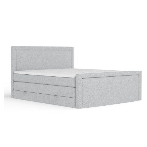 Pat boxspring gri deschis cu spațiu de depozitare 200x200 cm Lavenda – Maison de Rêve