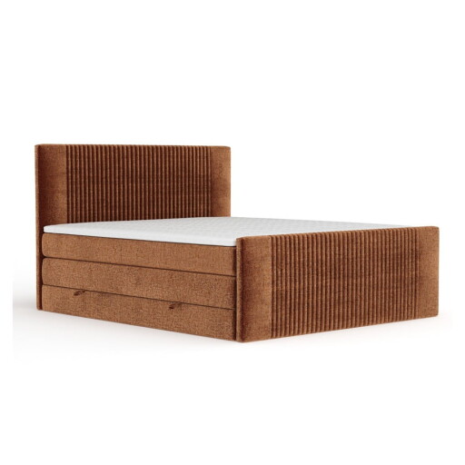 Pat boxspring portocaliu cu spațiu de depozitare 160x200 cm Bergamo – Maison de Rêve