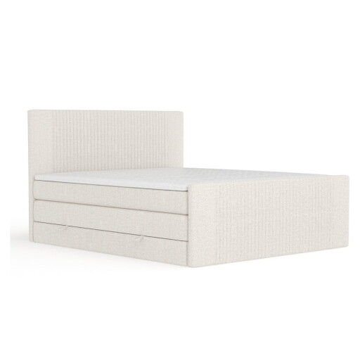 Pat boxspring bej cu spațiu de depozitare 200x200 cm Bergamo – Maison de Rêve