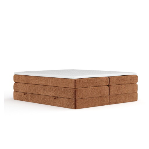 Pat boxspring portocaliu cu spațiu de depozitare/fără tăblie 200x200 cm Juniper – Maison de Rêve
