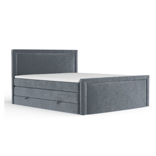 Pat boxspring gri închis cu spațiu de depozitare 200x200 cm Lavenda – Maison de Rêve