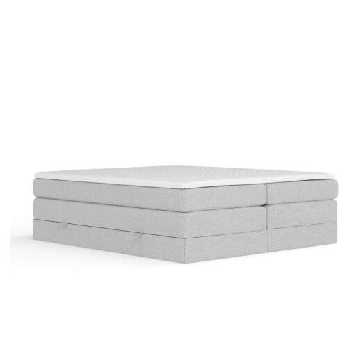 Pat boxspring gri deschis cu spațiu de depozitare/fără tăblie 140x200 cm Juniper – Maison de Rêve
