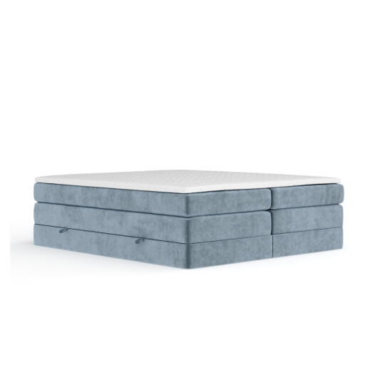 Pat boxspring albastru cu spațiu de depozitare/fără tăblie 160x200 cm Juniper – Maison de Rêve
