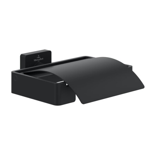 Suport hartie igienica cu aparatoare Villeroy & Boch Elements Striking negru mat