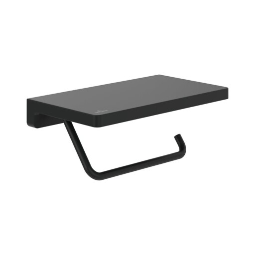 Suport hartie igienica cu polita Villeroy & Boch Elements Striking negru mat