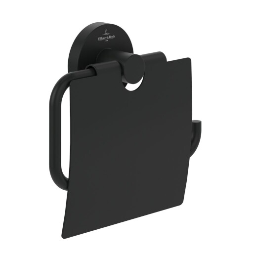 Suport hartie igienica cu aparatoare Villeroy & Boch Elements Tender negru mat