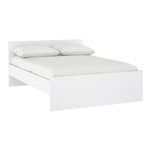 Pat matrimonial alb din placă aglomerată de lemn fără somieră 140x200 cm Naia – Tvilum