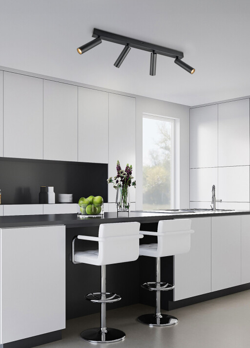 Plafoniera Ambala, TRIO, 65x13x17.5 cm, 5.5W, 4x SMD, metal, negru mat