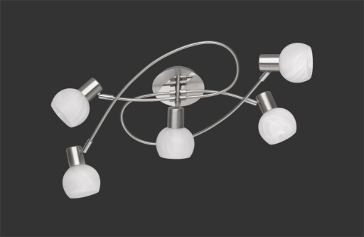 Plafoniera Antibes, RL, 52x25x23 cm, 28W, 5x E14, metal, argintiu mat/alb