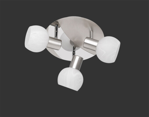 Plafoniera Antibes, RL, 22x17 cm, 28W, 3x E14, metal, argintiu mat/alb