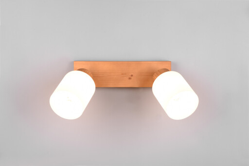 Plafoniera Assam, RL, 30x10x21 cm, 25W, 2x E14, lemn, natur/alb