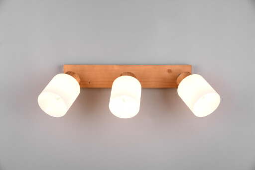 Plafoniera Assam, RL, 45x10x21 cm, 25W, 3x E14, lemn, natur/alb