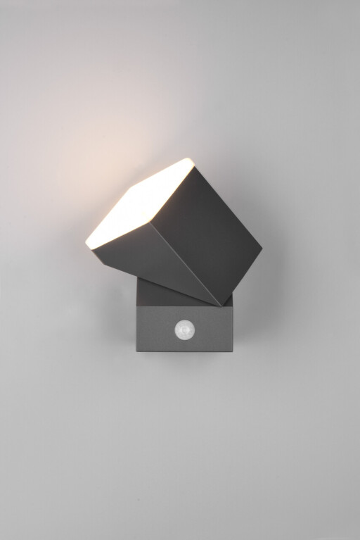 Aplica de perete pentru exterior cu senzor Avon, TRIO, 9x16 cm, 7W, 1x SMD LED, aluminiu turnat, antracit