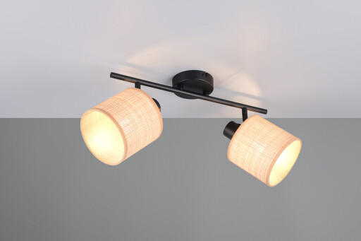 Plafoniera Aimee, RL, 42.5x13x25 cm, 10W, 2x E14, metal, negru mat/bej