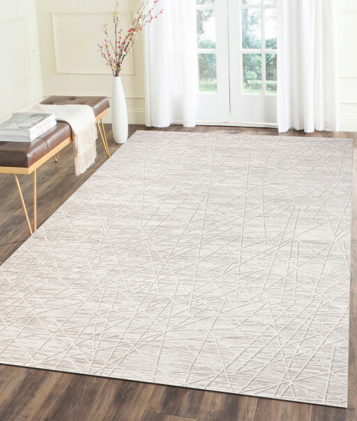 Covor, 45683A , 80x150 cm, Bumbac, Crem / Gri