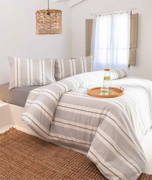 Lenjerie de pat dubla, Viento - Grey, Dark Blue, Elliott, 50% bumbac / 50% poliester