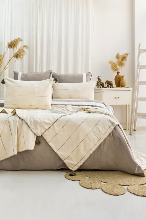 Set cuvertura de pat dubla 3 piese, L&#039;essentiel Maison, Eva, Bej