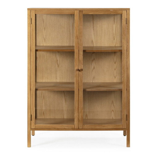 Vitrină în culoare naturală cu aspect de lemn de stejar 90x126x40 cm Ceci – MOME