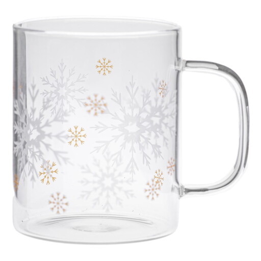 Cană din sticlă 410 ml cu model de Crăciun Frosty Flakes – Dakls
