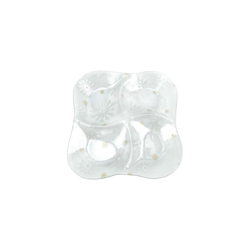 Farfurie pentru servire din sticlă ø 28,5 cm cu model de Crăciun Frosty Flakes – Dakls