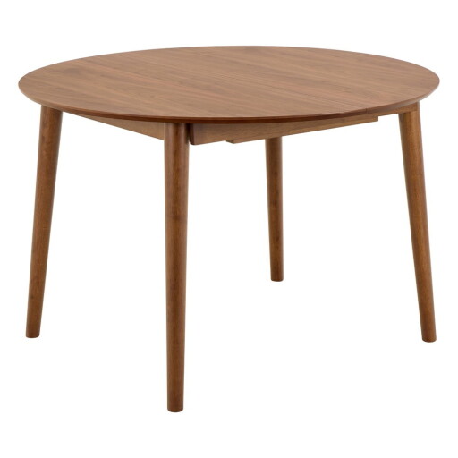 Masă de dining rotundă extensibilă cu aspect de lemn de nuc cu blat suplimentar ø 115 cm Montreux – Actona