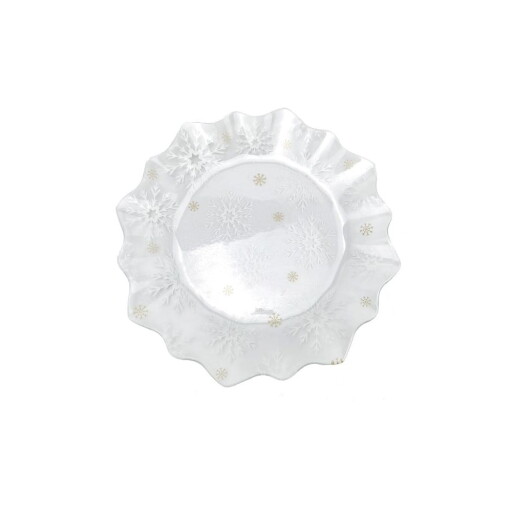 Farfurie pentru servire din sticlă ø 19,5 cm cu model de Crăciun Frosty Flakes – Dakls
