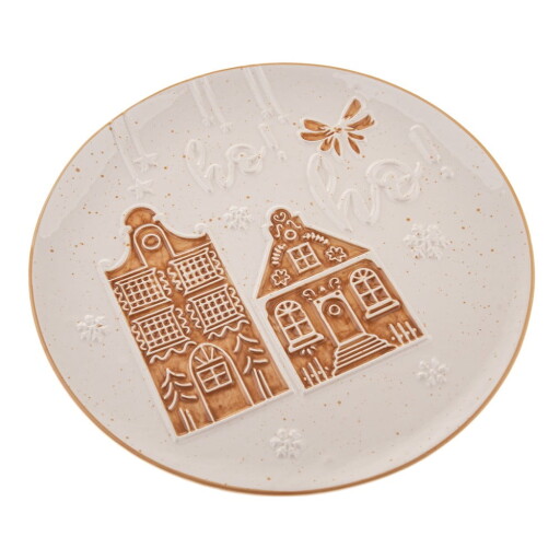 Farfurie albă pentru servire din ceramică ø 26 cm cu model de Crăciun Christmas cottage – Dakls