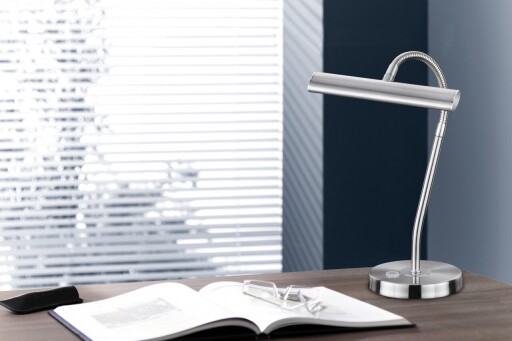 Lampa de masa Curtis, TRIO, 18x35 cm, 4W, 1x SMD LED, metal, argintiu