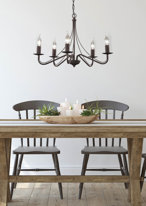 Candelabru Country, RL, 55x172 cm, 40W, 5x E14, metal, maro rustic