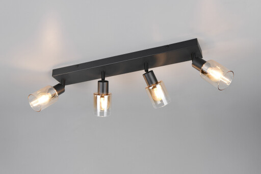 Plafoniera Cadiz, RL, 58.5x8.5x17 cm, 10W, 4x E14, metal, negru mat