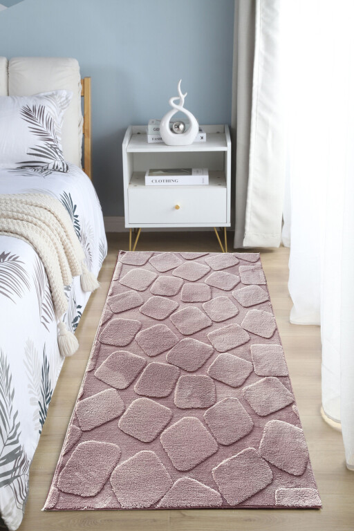 Covor 3D cu model in relief, Stone, Heinner, 80x150 cm, poliester, maro