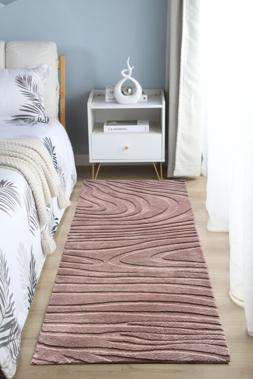 Covor 3D cu model in relief, Wave, Heinner, 80x150 cm, poliester, maro