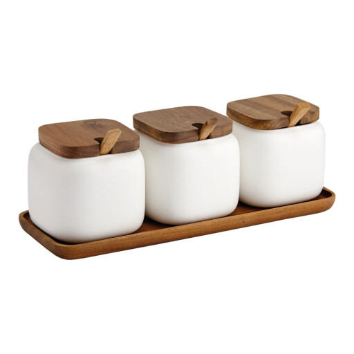 Recipiente 3 buc. din porțelan pentru zahăr/pentru sare Essentials – Ladelle