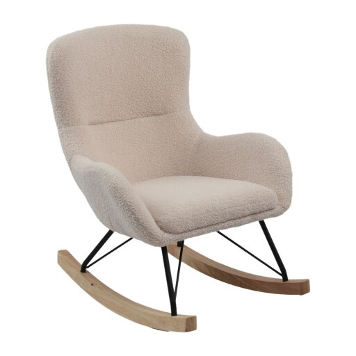 Fotoliu de copii bej balansoar cu tapițerie din țesătură bouclé Rocky – Vipack
